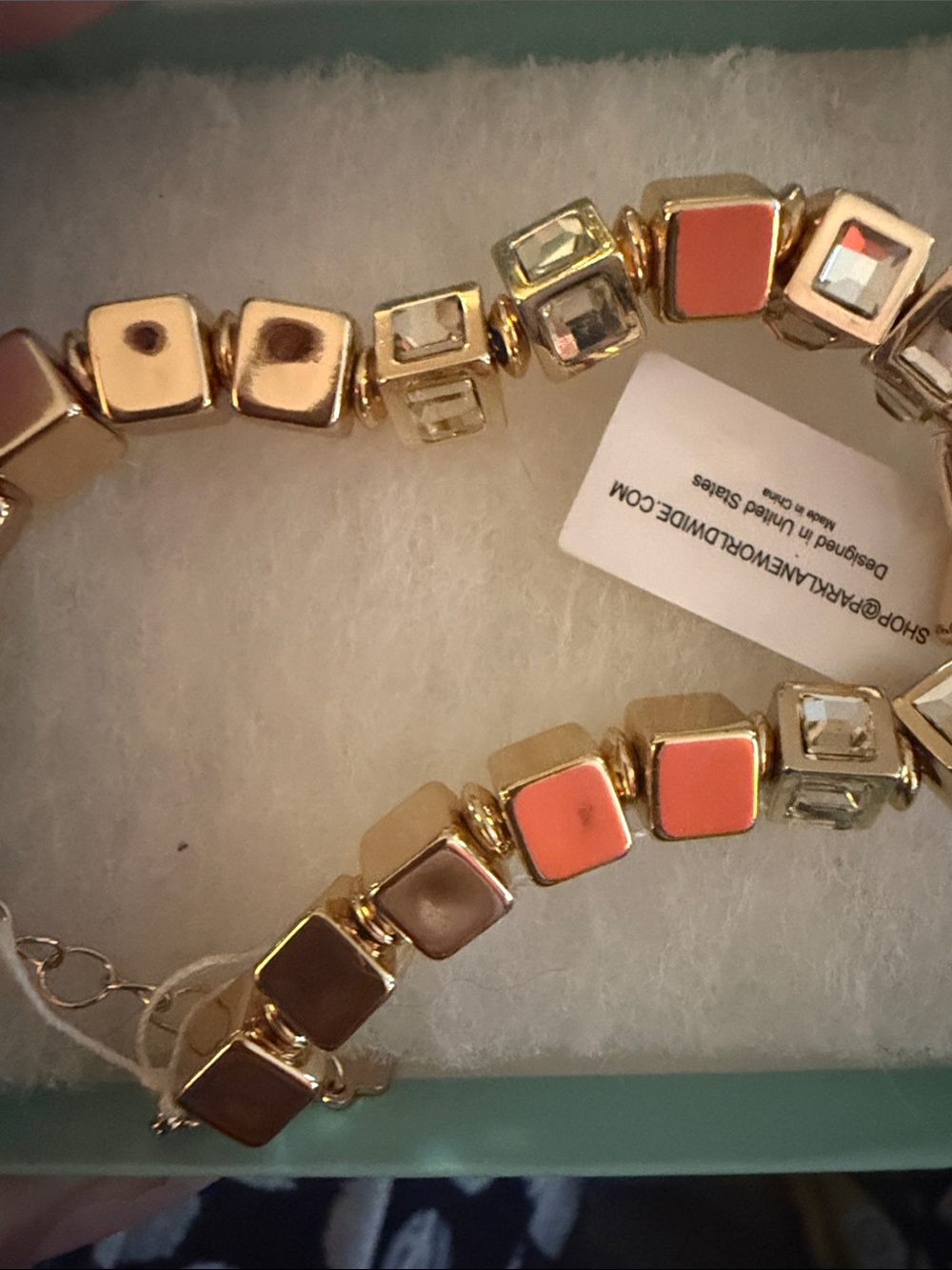 Park Lane Gold-Tone Bracelet with Coral and Taupe Enamel Cubes